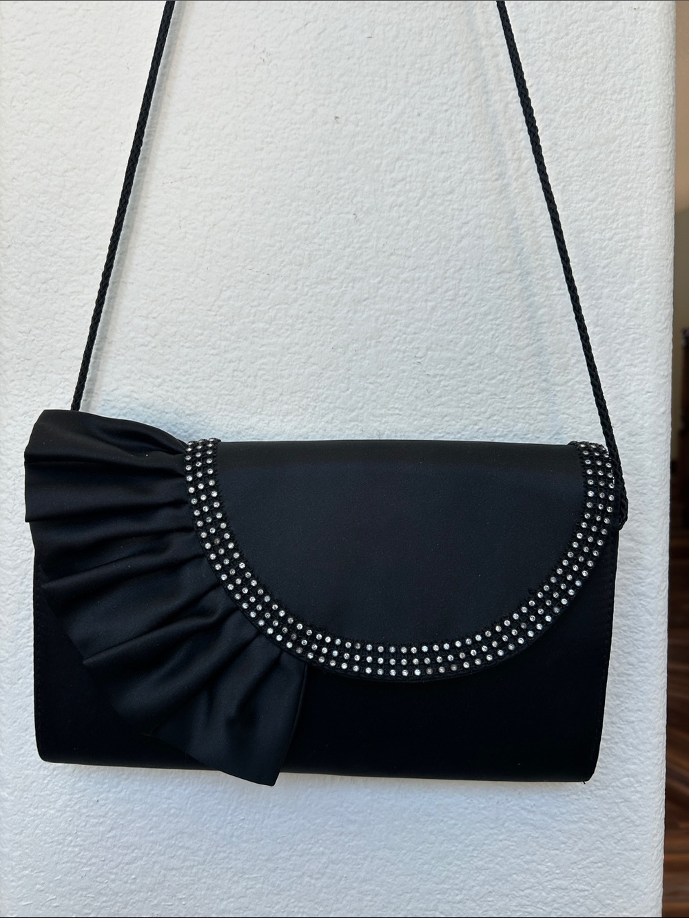 Elegant Black Evening Clutch with Studded Trim